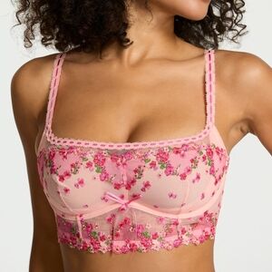 Victoria's Secret Pink Floral Embroidered Longline Bralette